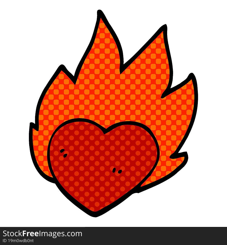 cartoon doodle flaming heart