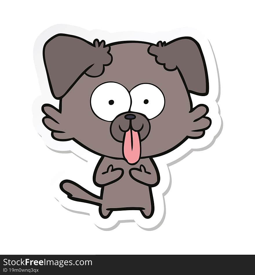 sticker of a cartoon dog with tongue sticking out