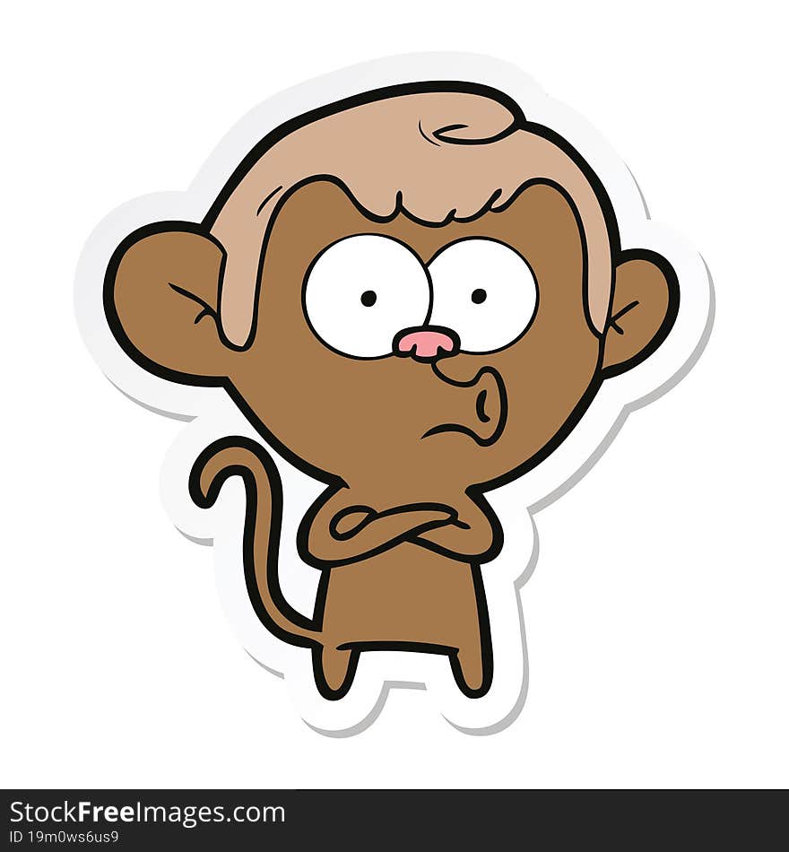 sticker of a cartoon hooting monkey