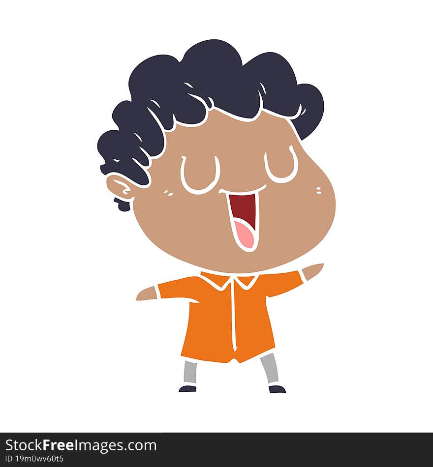 Laughing Flat Color Style Cartoon Man