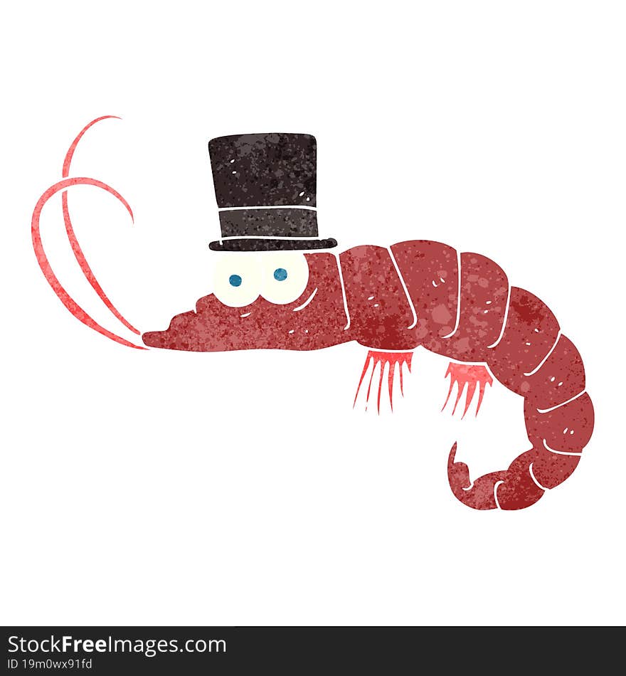 freehand retro cartoon shrimp