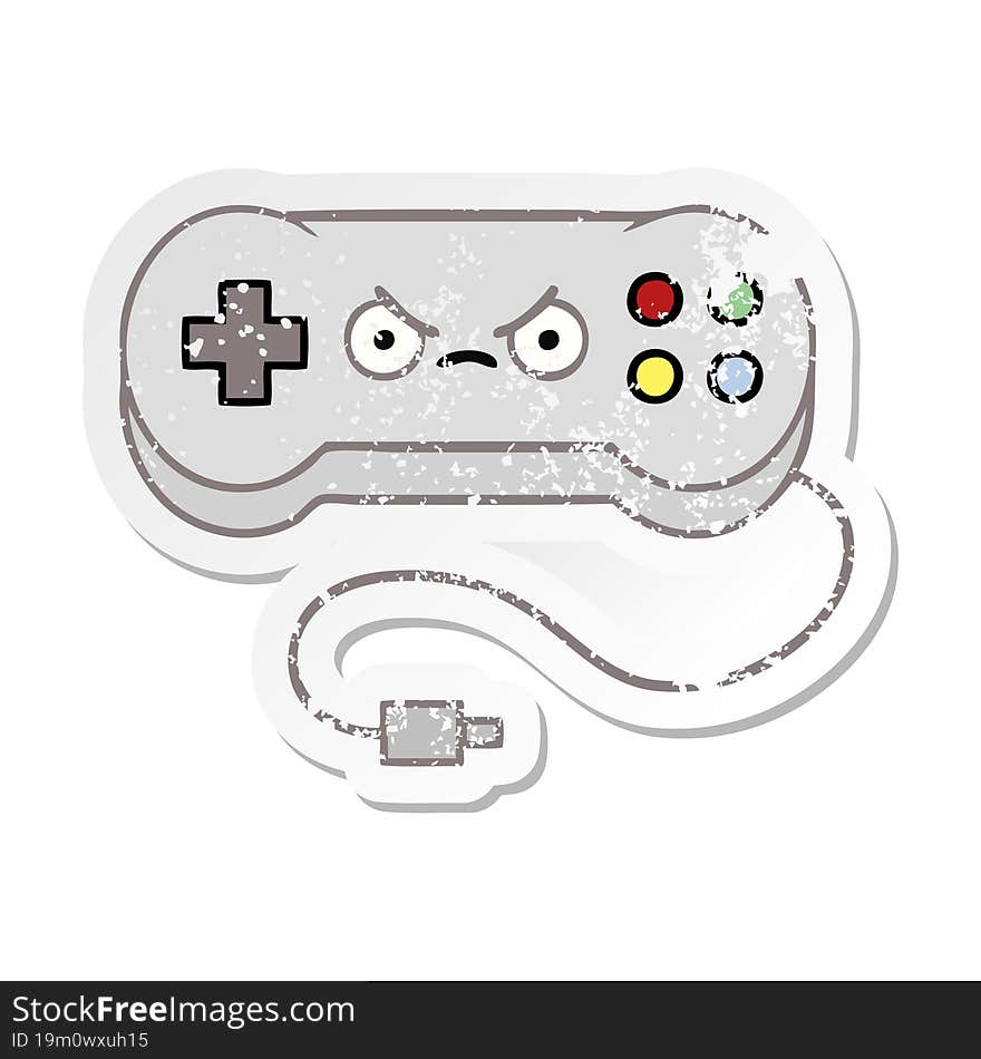 distressed sticker of a cute cartoon game controller