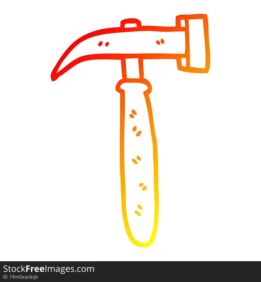 warm gradient line drawing cartoon hammer