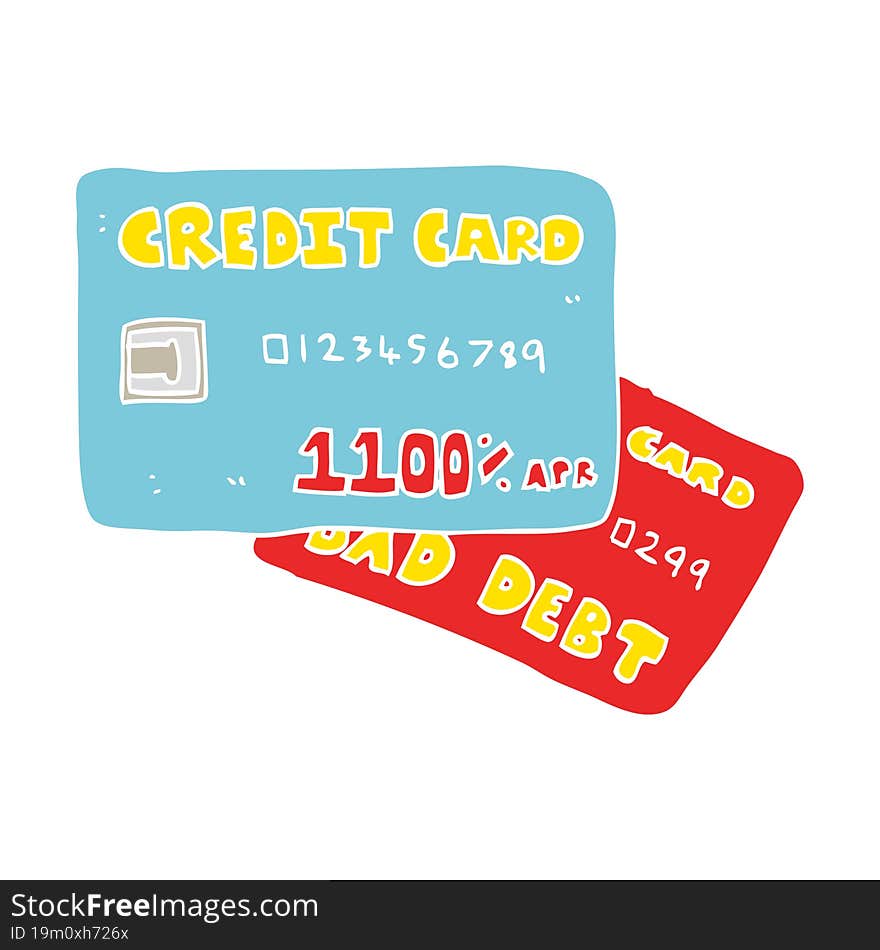 flat color illustration of a cartoon credit cards