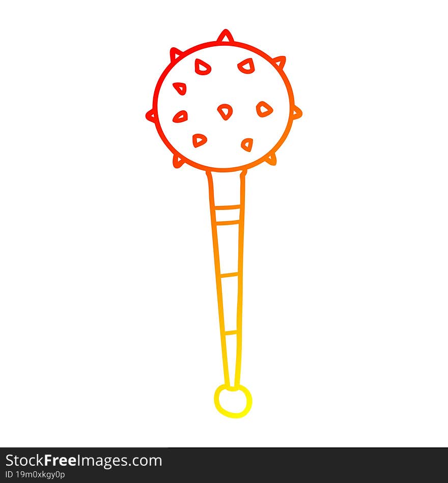 warm gradient line drawing of a cartoon medieval mace