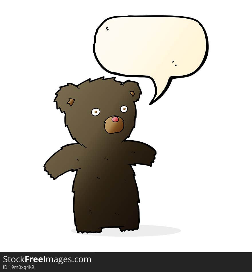 Cartoon Black Bear With Speech Bubble