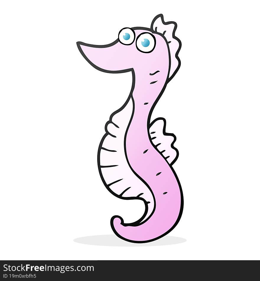 freehand drawn cartoon seahorse