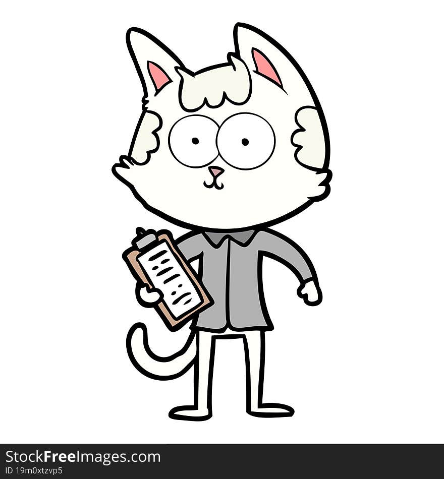 happy cartoon salesman cat. happy cartoon salesman cat