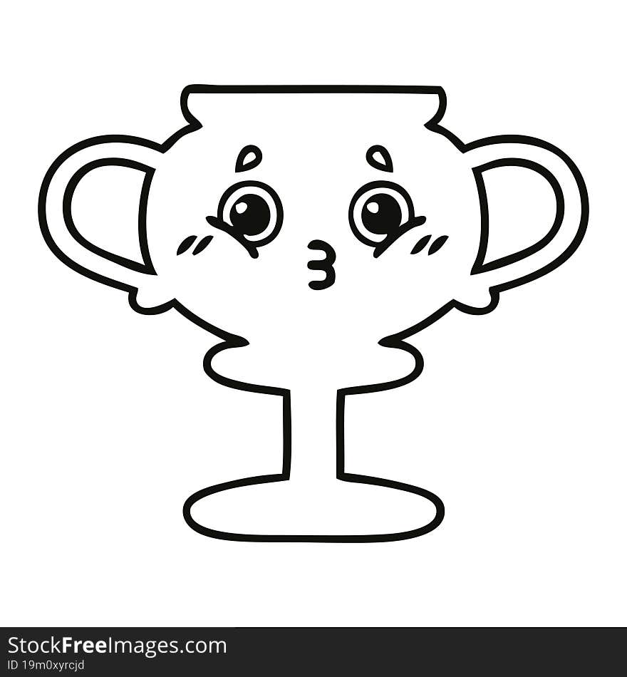 Line Drawing Cartoon Trophy