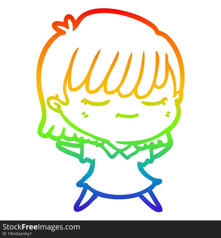 rainbow gradient line drawing of a cartoon woman