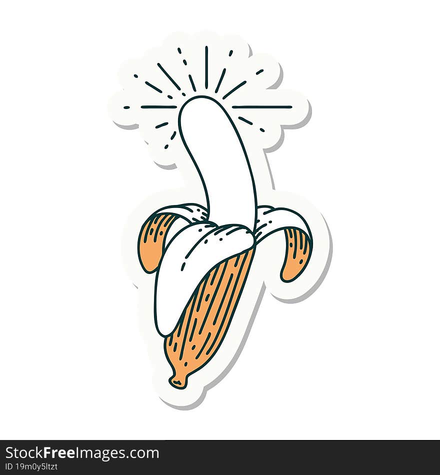 sticker of tattoo style peeled banana