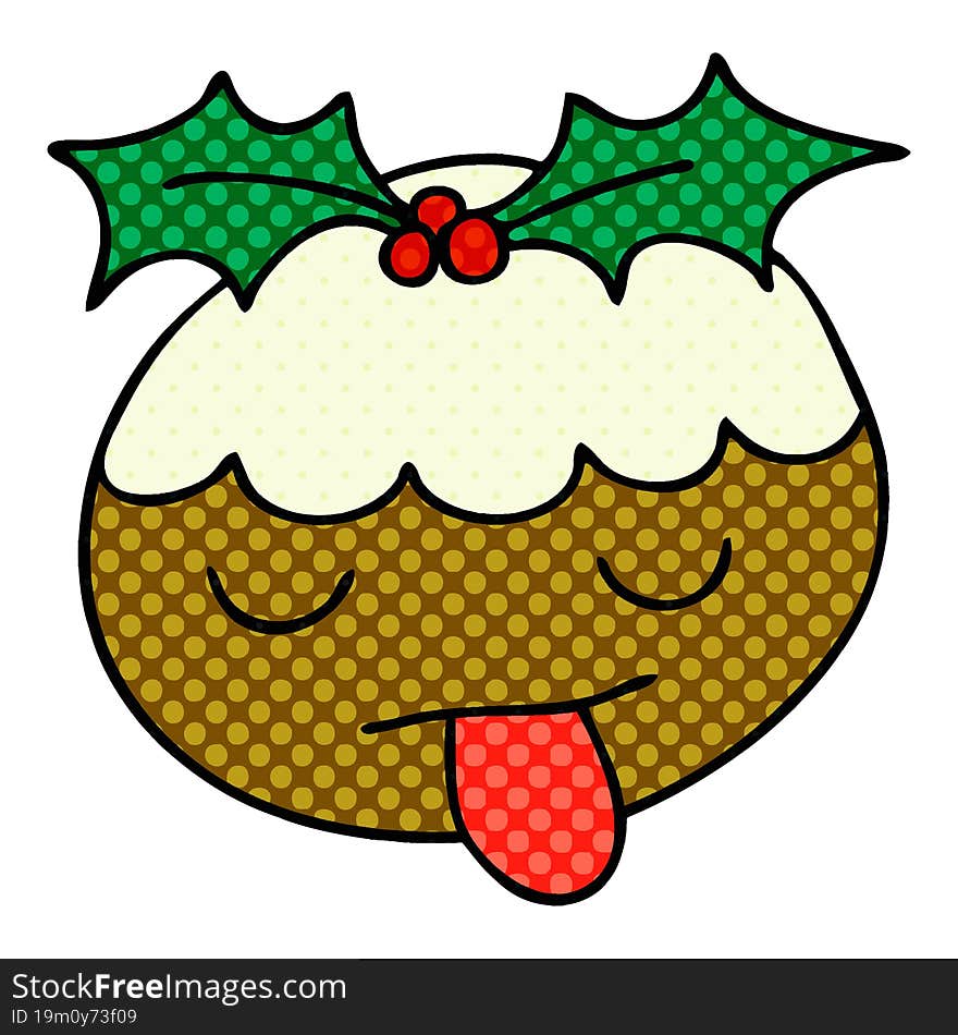 quirky comic book style cartoon christmas pudding