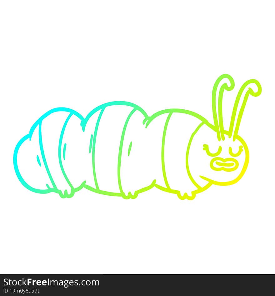 Cold Gradient Line Drawing Funny Cartoon Bug