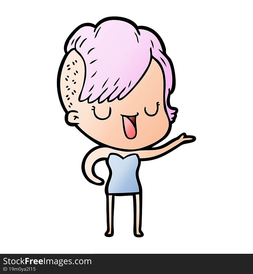 cute cartoon girl with hipster haircut. cute cartoon girl with hipster haircut