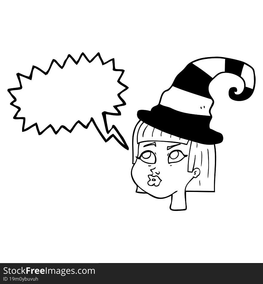 Speech Bubble Cartoon Witch