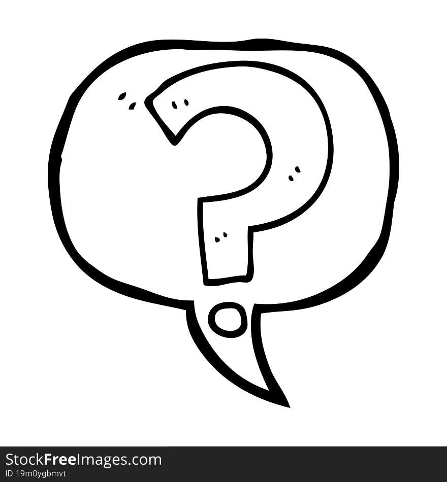 freehand drawn speech bubble cartoon question mark