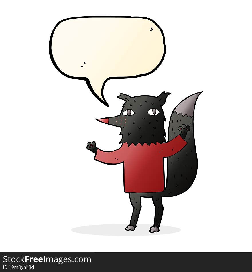 cartoon wolf with speech bubble