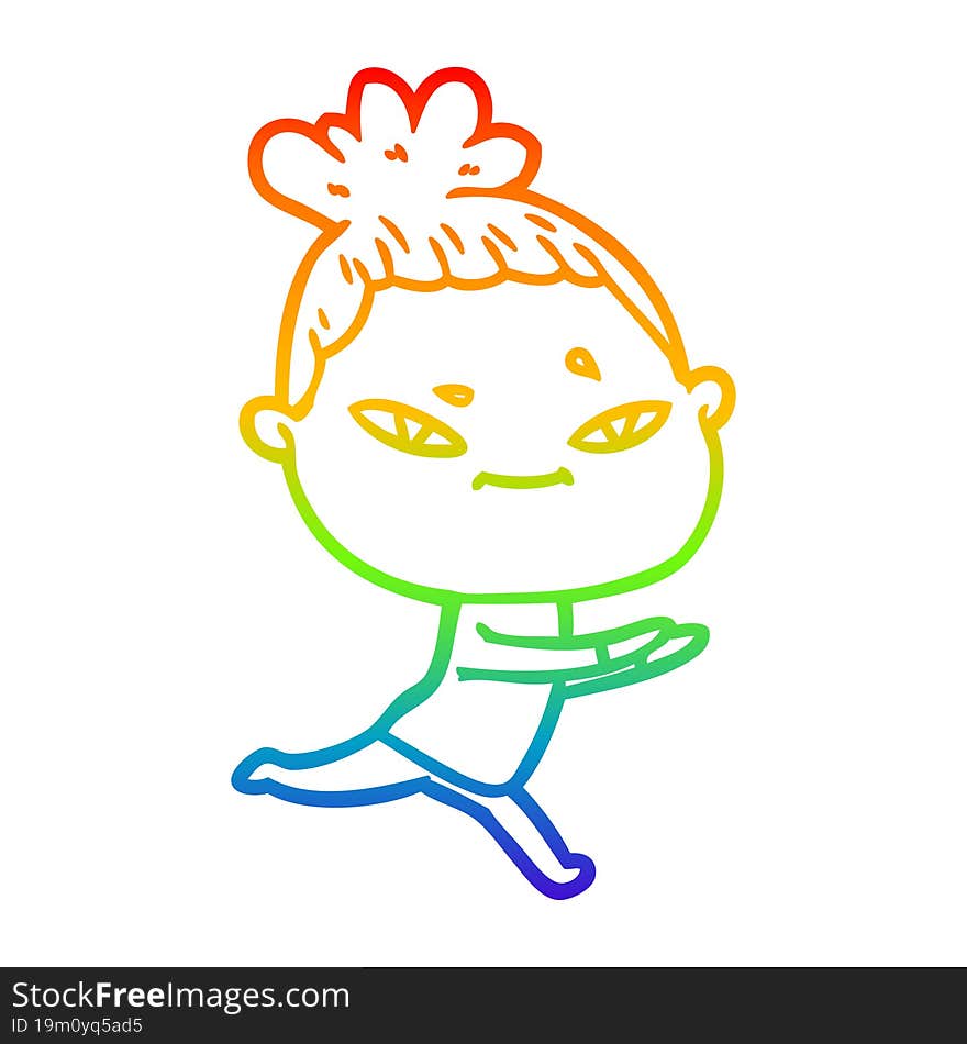 rainbow gradient line drawing of a cartoon woman