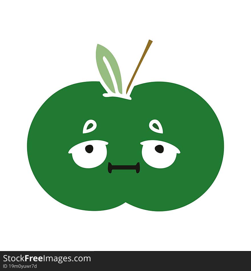 flat color retro cartoon juicy apple