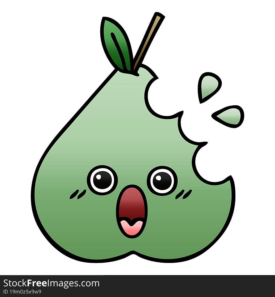 gradient shaded cartoon green pear