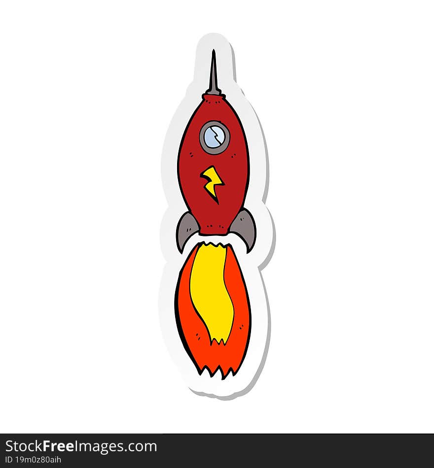 sticker of a cartoon rocket