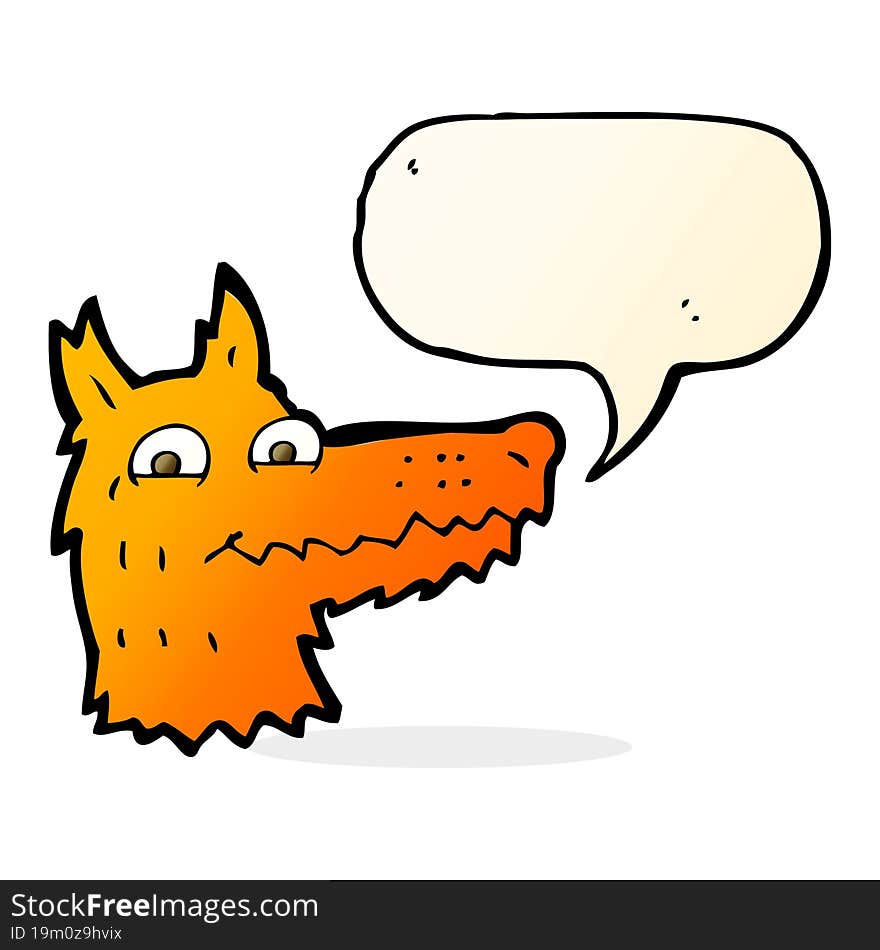 cartoon fox head with speech bubble