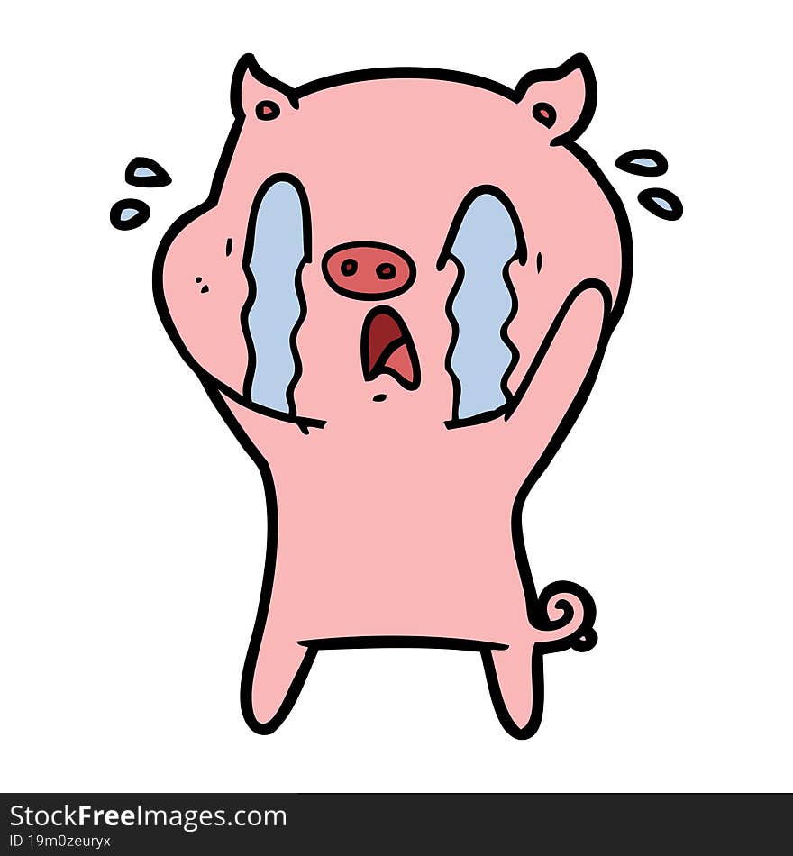 crying pig cartoon. crying pig cartoon