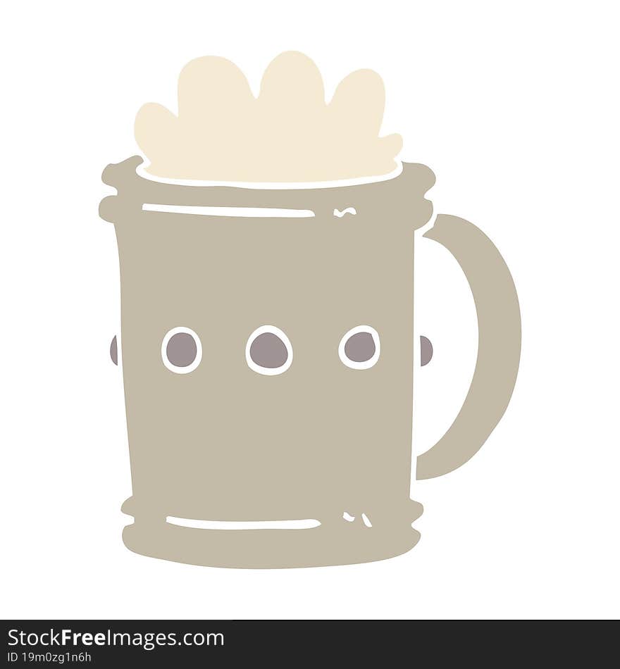 flat color illustration cartoon beer tankard