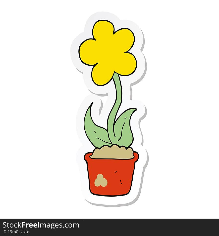 Sticker Of A Cute Cartoon Flower