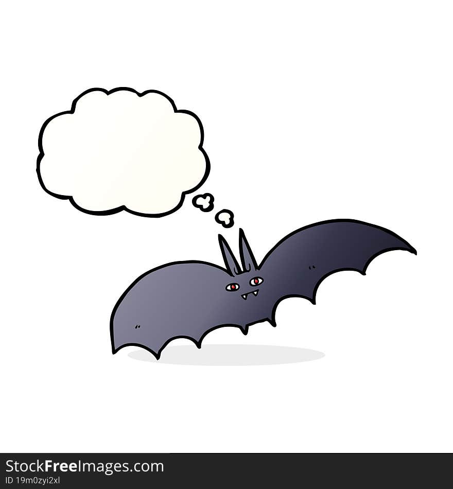 cartoon vampire bat with thought bubble