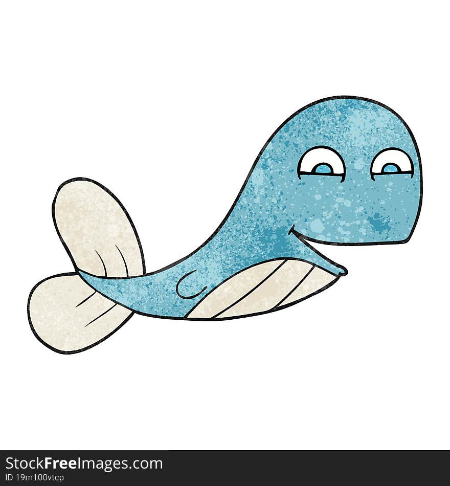 freehand textured cartoon whale