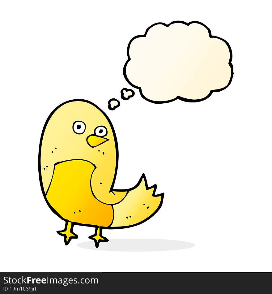 cartoon bird with thought bubble