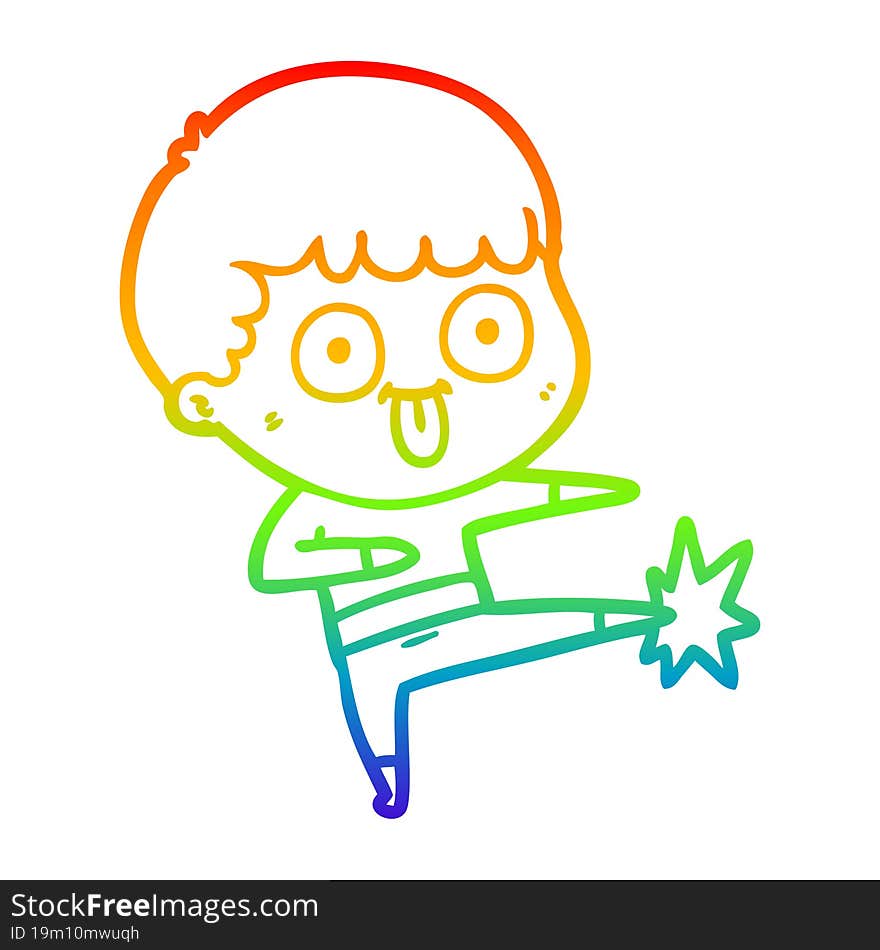 rainbow gradient line drawing cartoon man staring