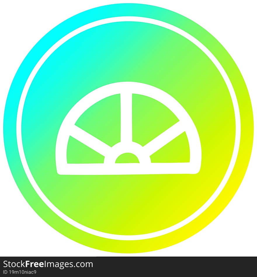 protractor math equipment circular in cold gradient spectrum