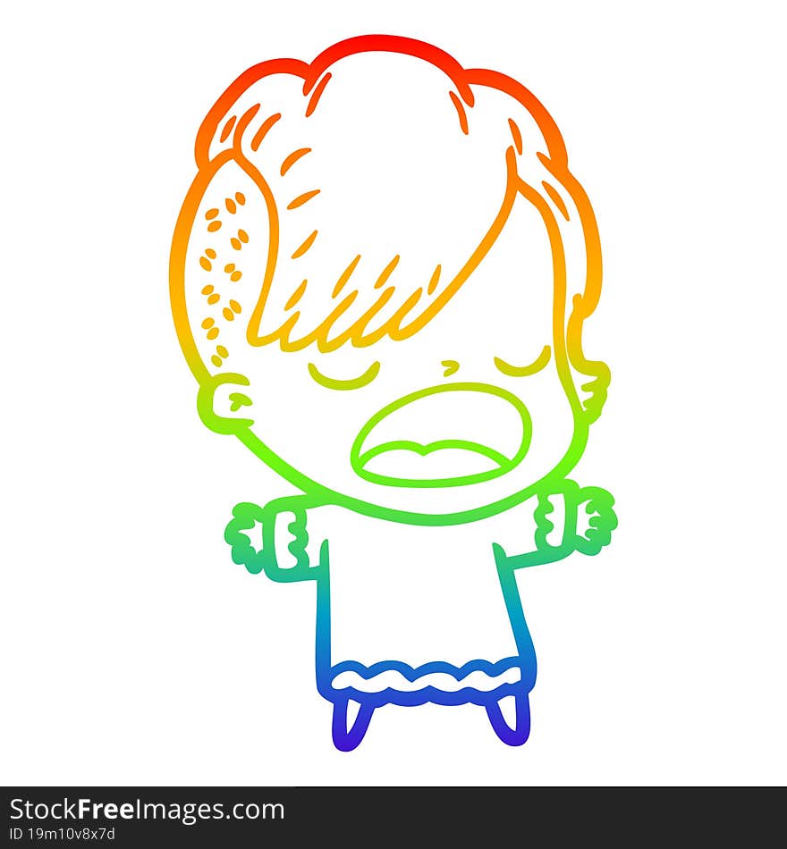 rainbow gradient line drawing cartoon cool hipster girl talking