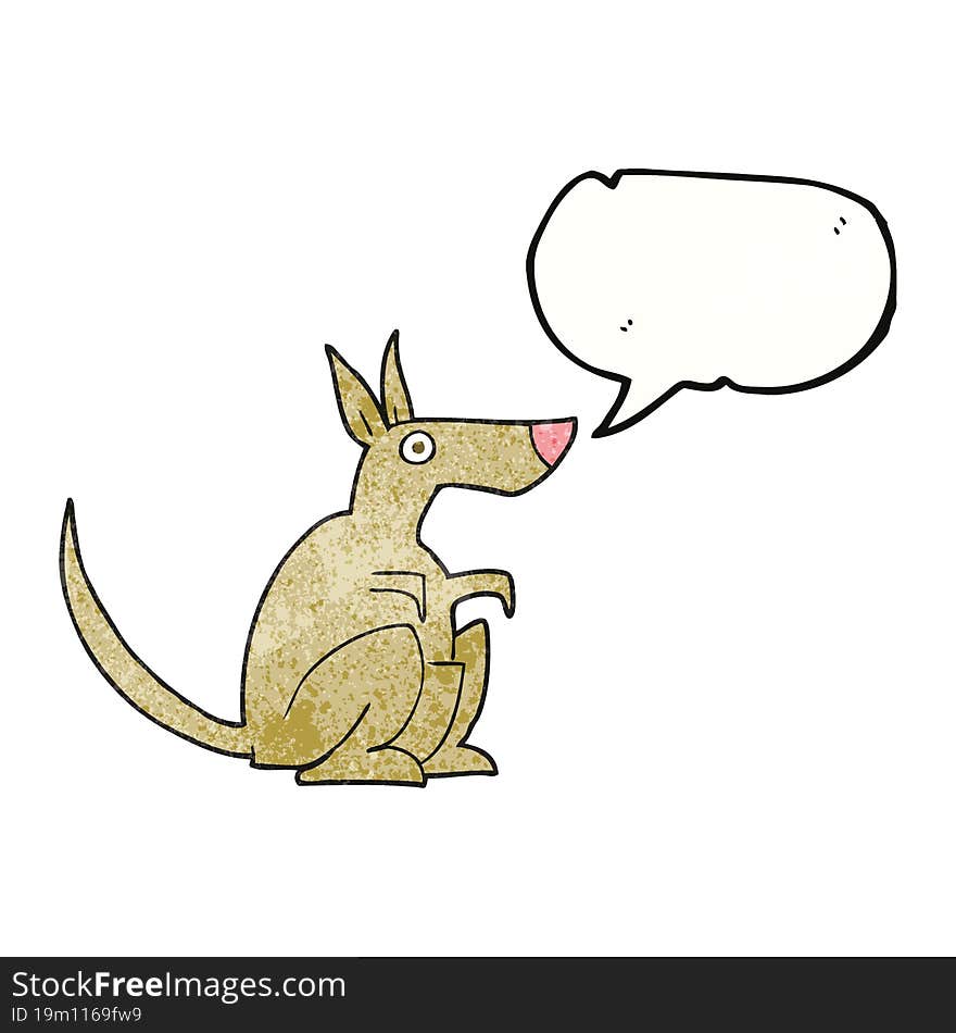 freehand speech bubble textured cartoon kangaroo