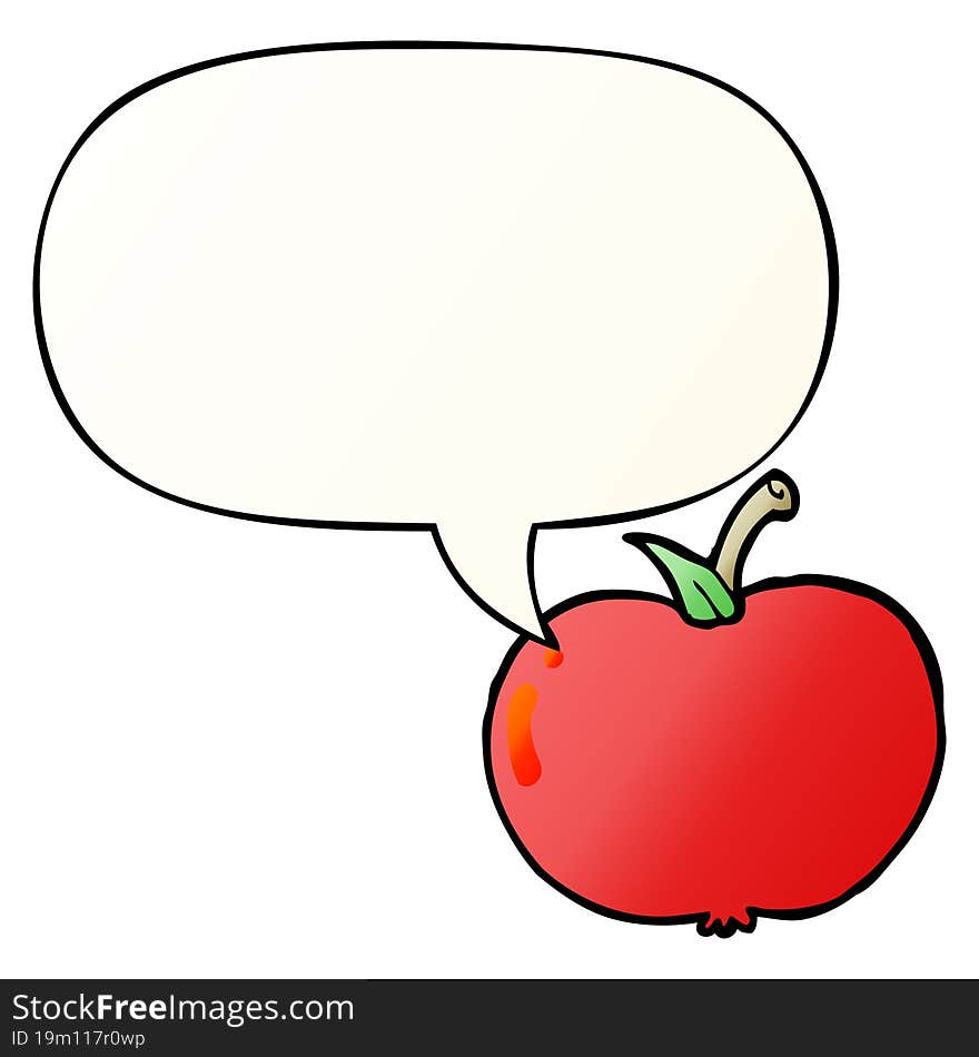 cartoon apple and speech bubble in smooth gradient style