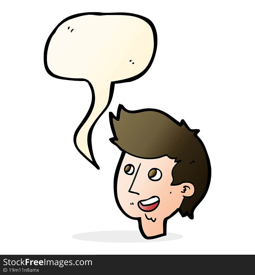 cartoon happy boy face with speech bubble