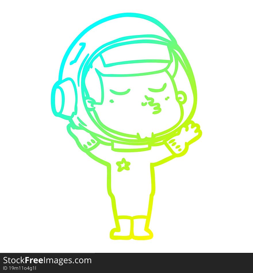 cold gradient line drawing cartoon confident astronaut