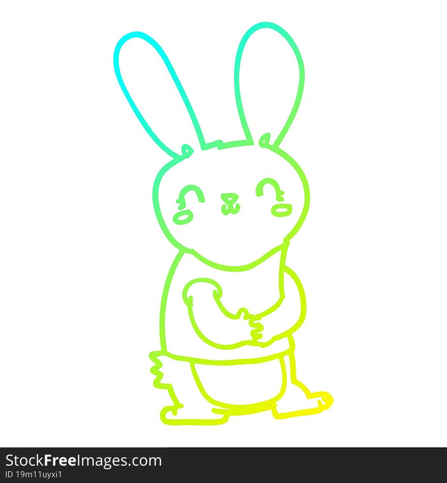 cold gradient line drawing cute cartoon rabbit