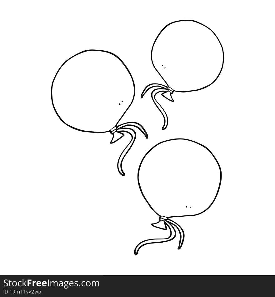 black and white cartoon balloons