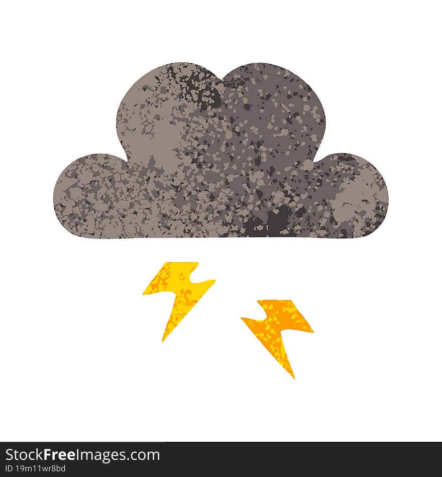 retro illustration style cartoon of a storm cloud