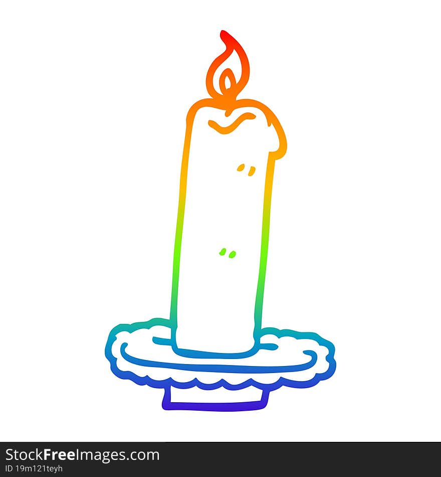 rainbow gradient line drawing cartoon burning halloween candle