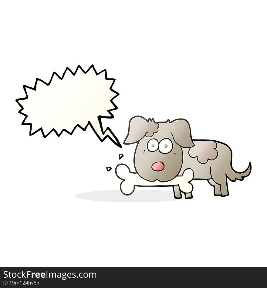 speech bubble cartoon dog with bone