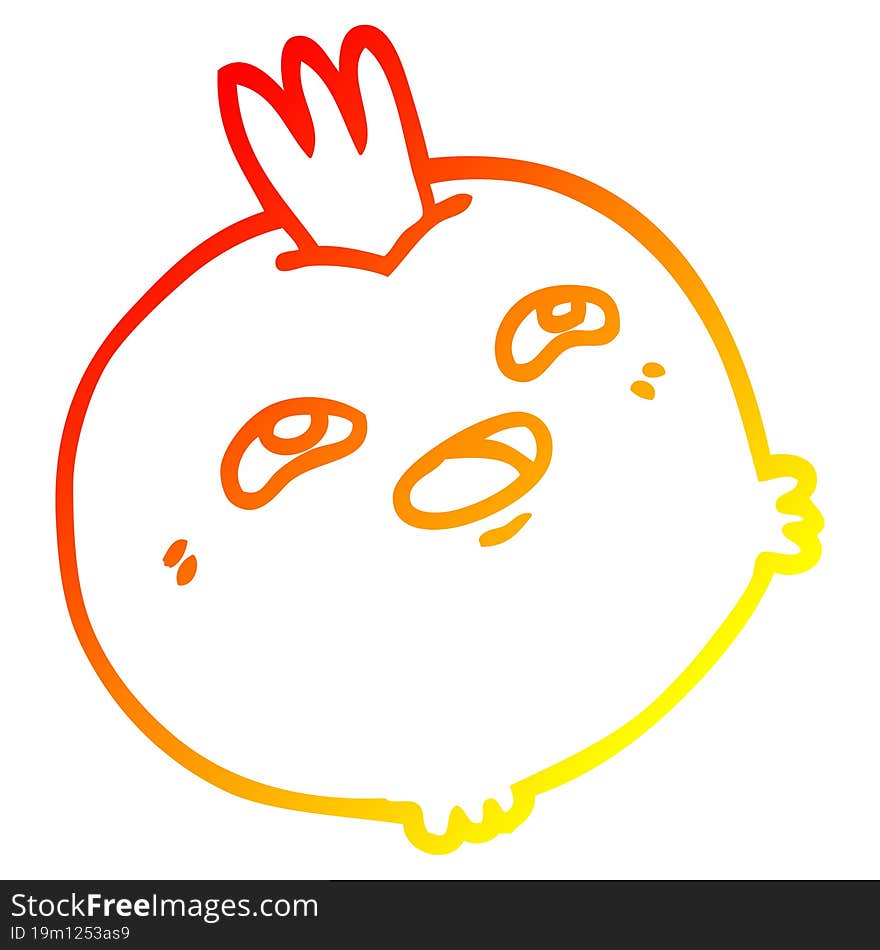 warm gradient line drawing of a cartoon happy root vegetable