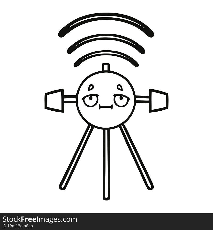 line drawing cartoon satellite