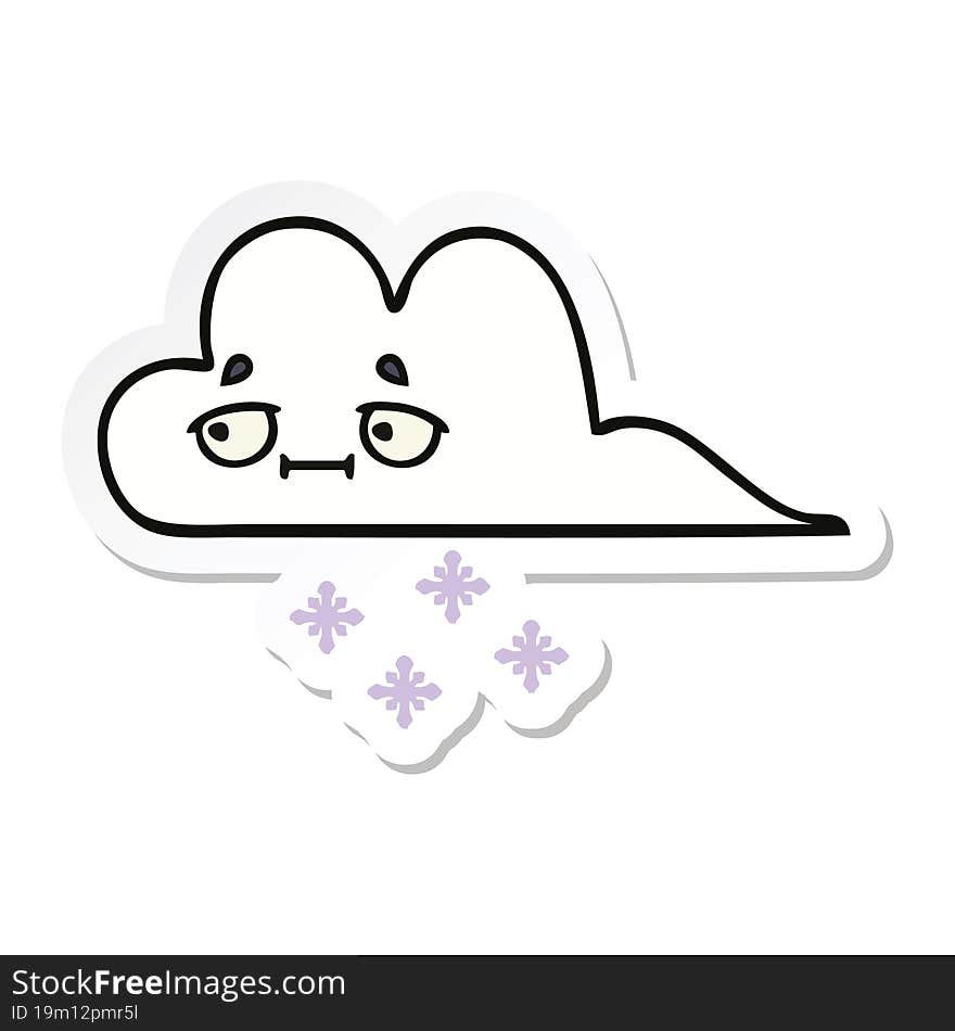 Sticker Of A Cute Cartoon Snow Cloud