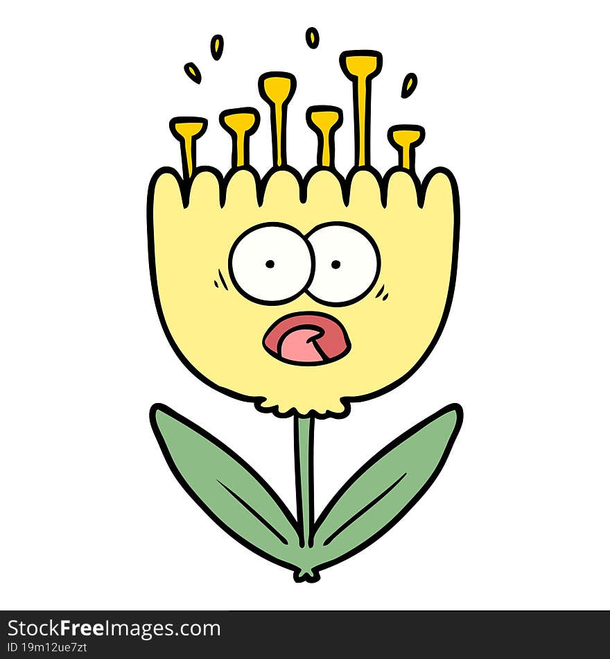 cartoon shocked flower. cartoon shocked flower