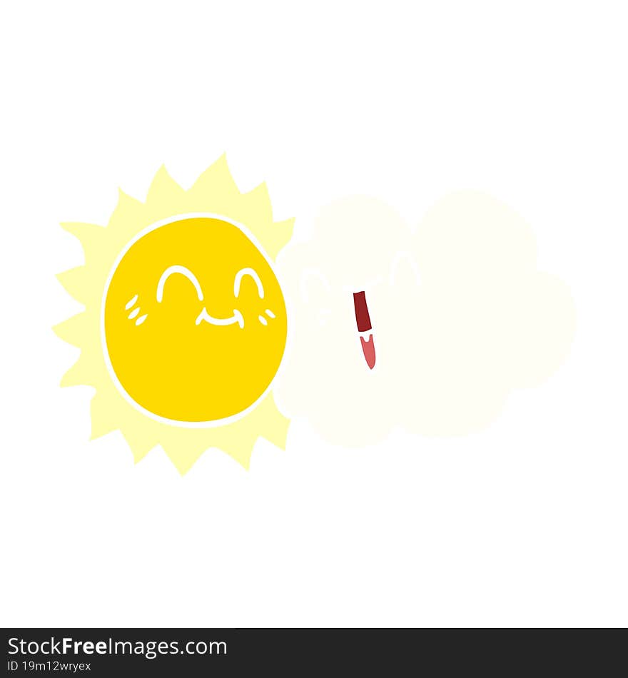 cartoon doodle happy sunshine and cloud