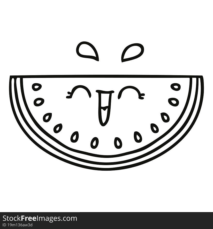 line drawing quirky cartoon watermelon. line drawing quirky cartoon watermelon